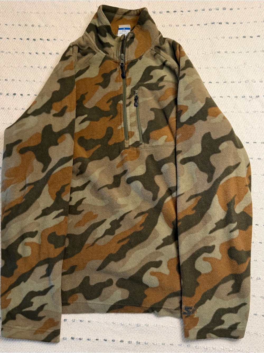 STARTER Men's Camo Half-Zip Fleece Pullover - Olive/Brown